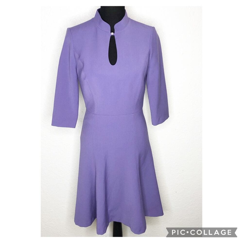 WHBM purple pearl cutout neck swing skirt dress size 4